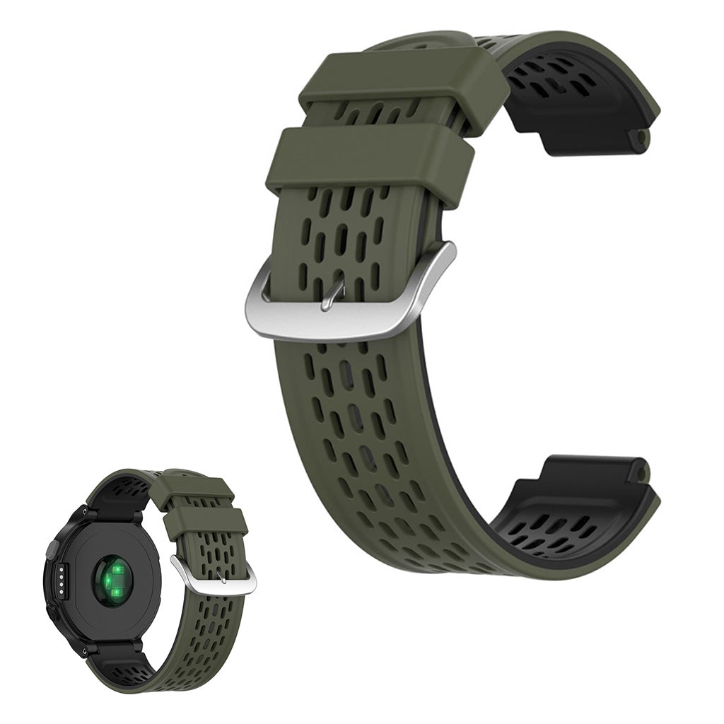 Dual color siliconenn armband voor Garmin toestellen - Legergroen / Zwart