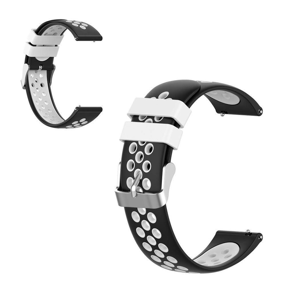 22mm Universele dubbele kleur + lus siliconenn horlogeband - Zwart / Wit