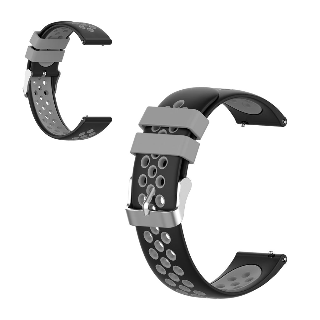 22mm Universele dubbele kleur + lus siliconenn horlogeband - Zwart / Grijs