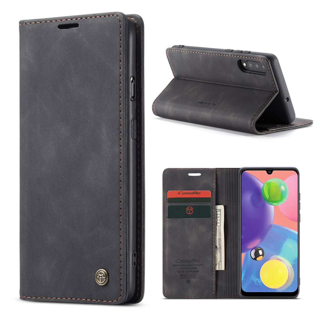 CaseMe Samsung Galaxy A70s vintage Hoesje - Zwart
