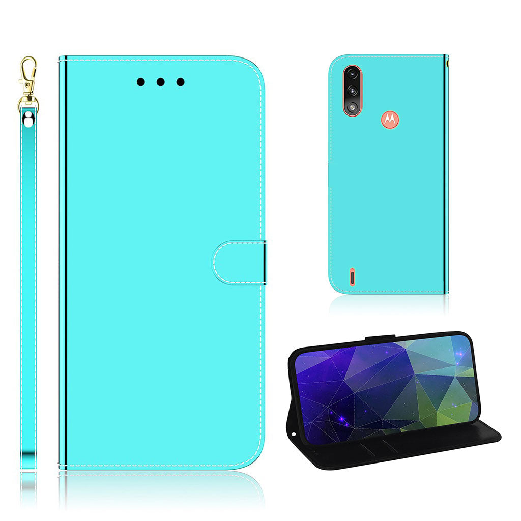 Miroir Motorola Moto E7 Power flip case - Cyan