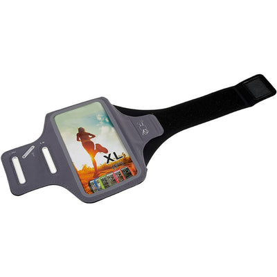 Brassard de sport universel avec trou pour écouteurs pour téléphone de 6 pouces - Gris