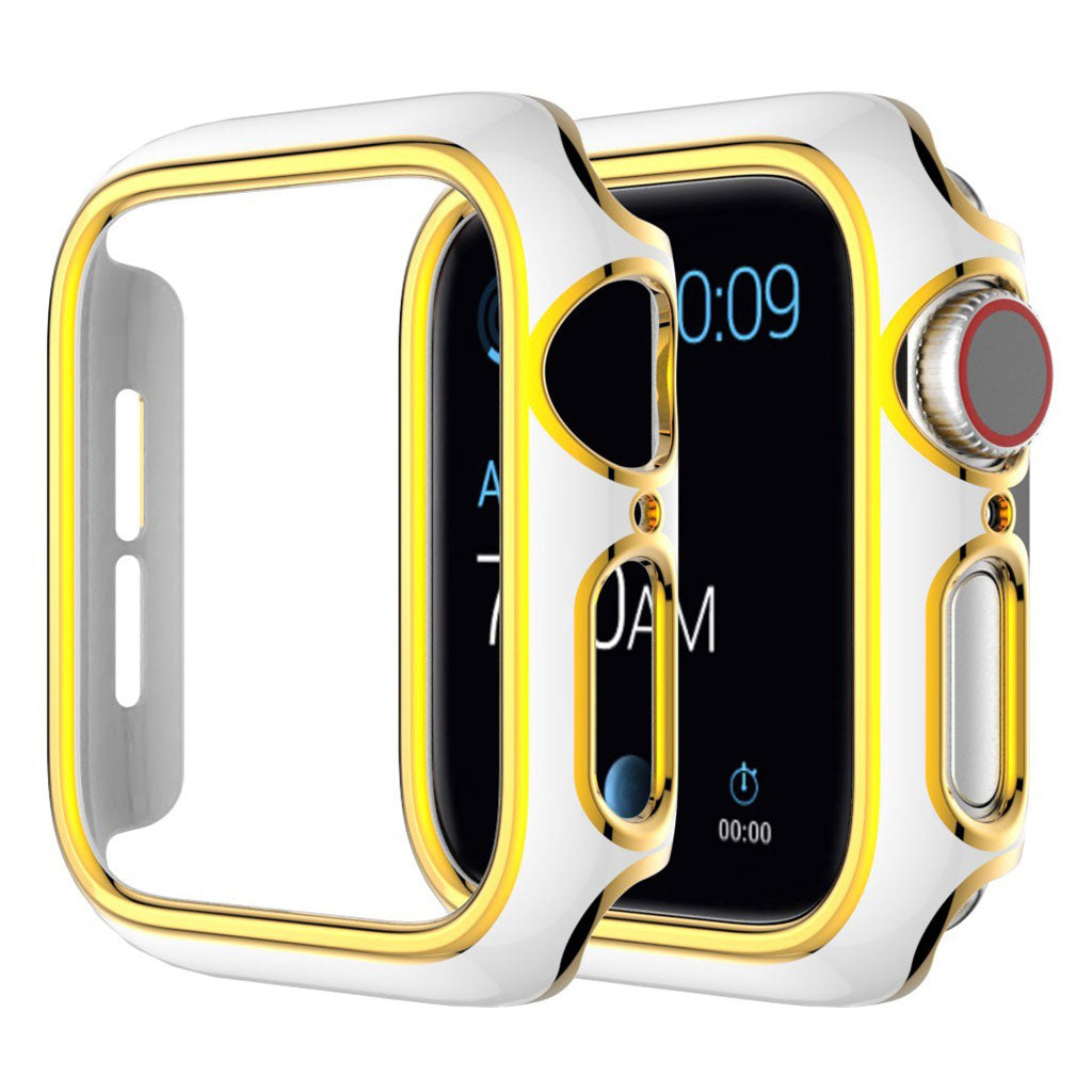 Housse d'ornement de couleur brillante pour Apple Watch Series 3/2/1 38mm - Blanc / Or
