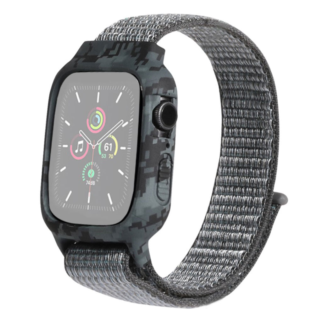 Apple Watch Series 6 / 5 44mm nylon horlogeband met uniek patroon - Grijs