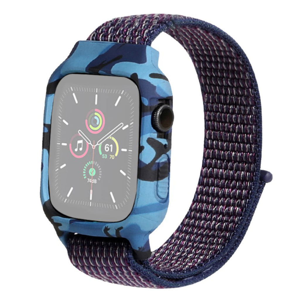 Apple Watch Series 6 / 5 44mm nylon horlogeband met uniek patroon - Indigo