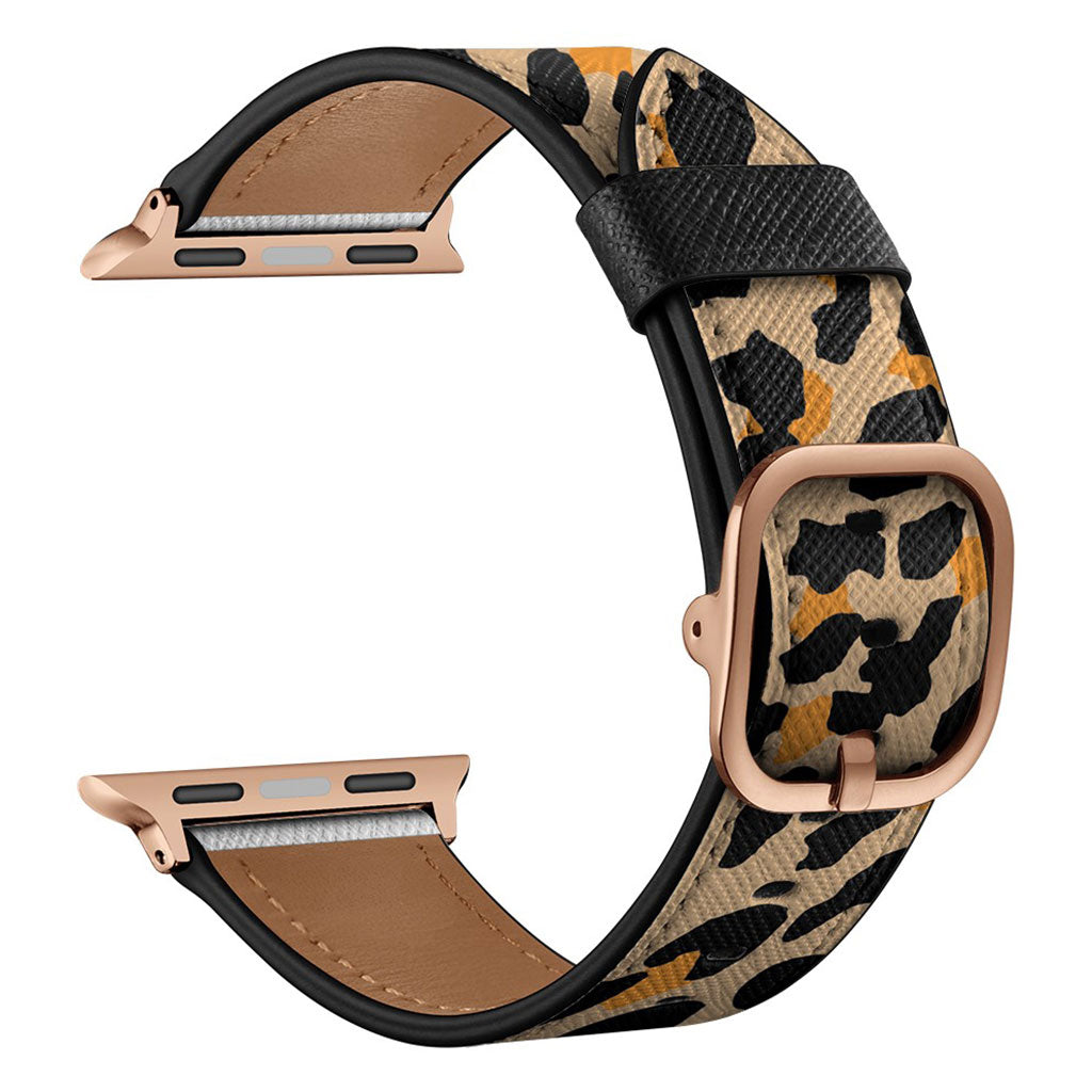 Apple Watch Series 6 / 5 40mm bracelet de montre en cuir élégant - Jaune Imprimé Léopard