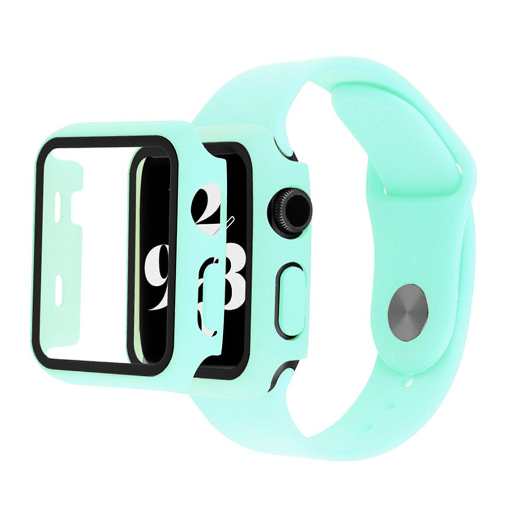 Apple Watch Series 6 / 5 40mm housse en verre trempé + bracelet - Cyan