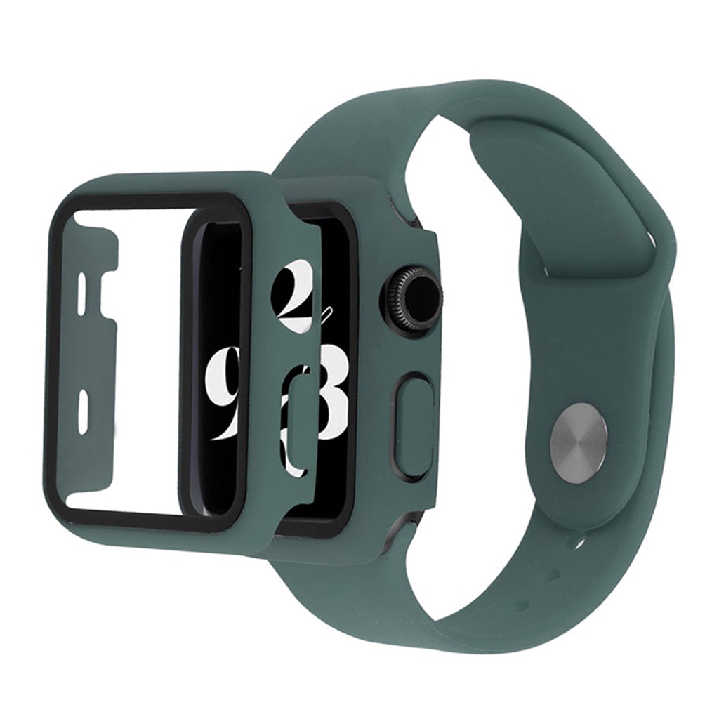 Apple Watch Series 6 / 5 40mm housse en verre trempé + bracelet de montre - Vert Foncé