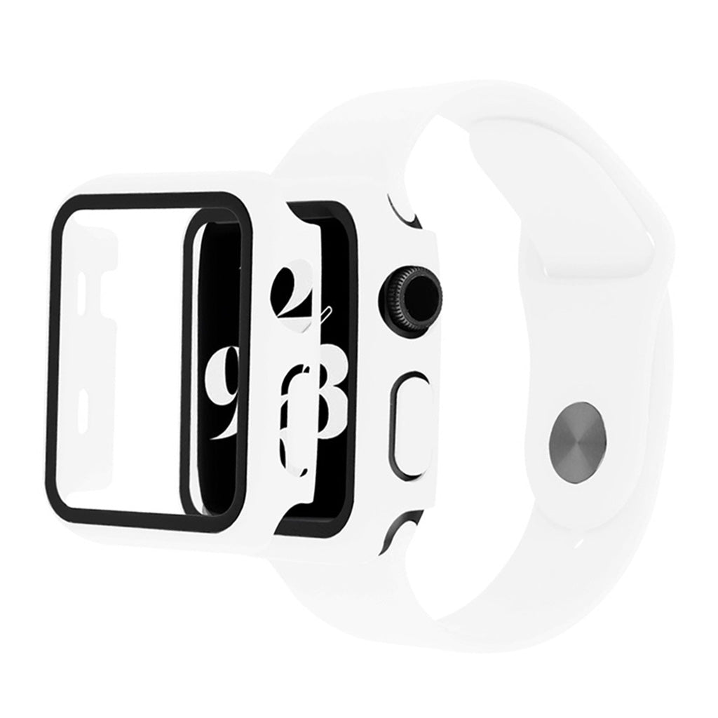 Apple Watch Series 6 / 5 40mm housse en verre trempé + bracelet de montre - Blanc