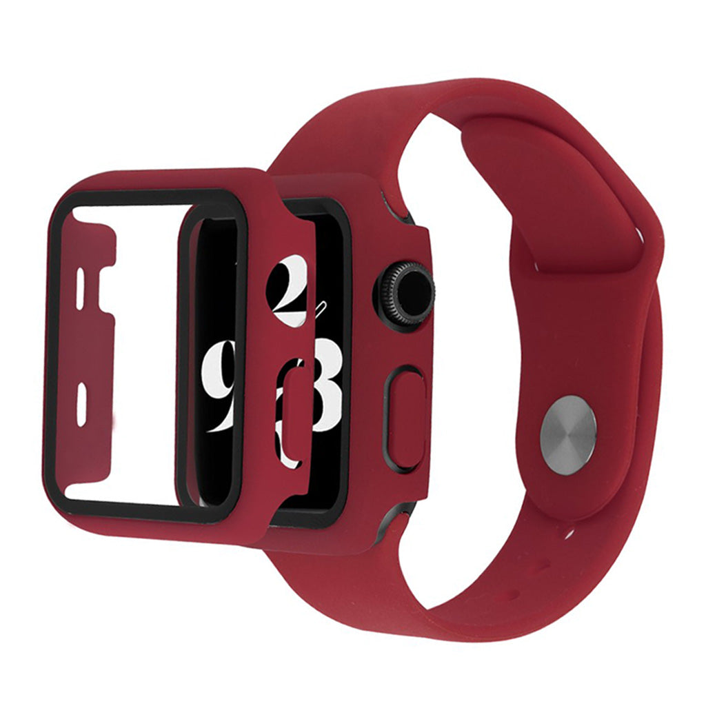 Apple Watch Series 6 / 5 40mm housse en verre trempé + bracelet de montre - Wine Red
