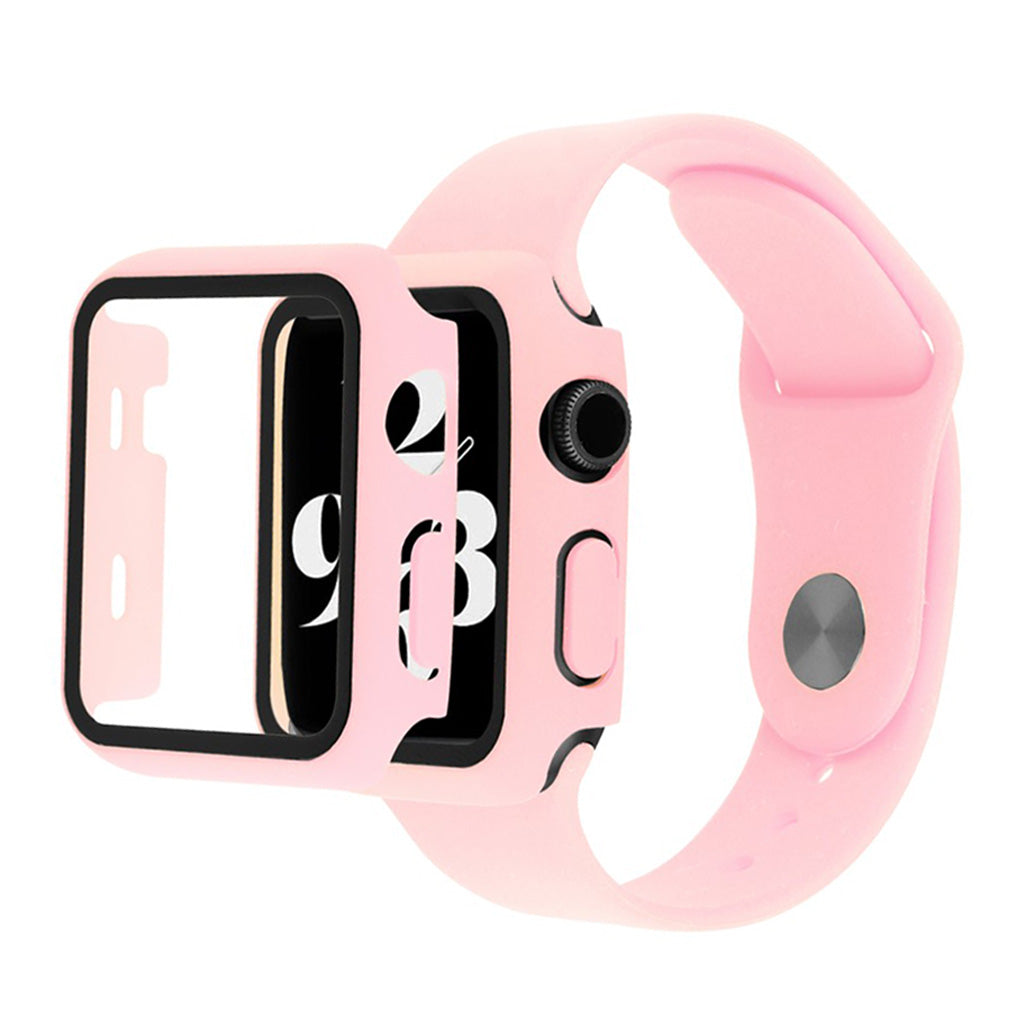 Apple Watch Series 6 / 5 40mm housse en verre trempé + bracelet de montre - Rose Foncé