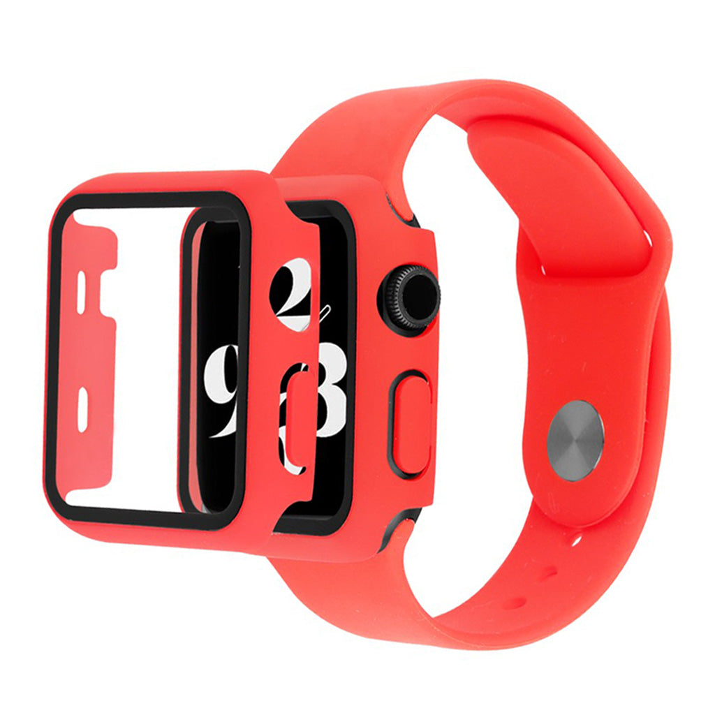 Apple Watch Series 6 / 5 40mm housse en verre trempé + bracelet de montre - Rouge