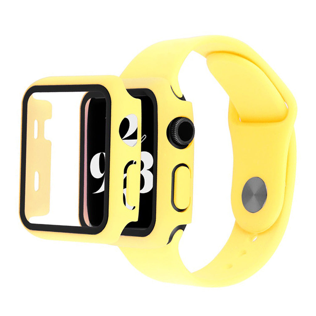 Apple Watch Series 6 / 5 40mm hoesje met gehard glas + horlogebandje - Geel