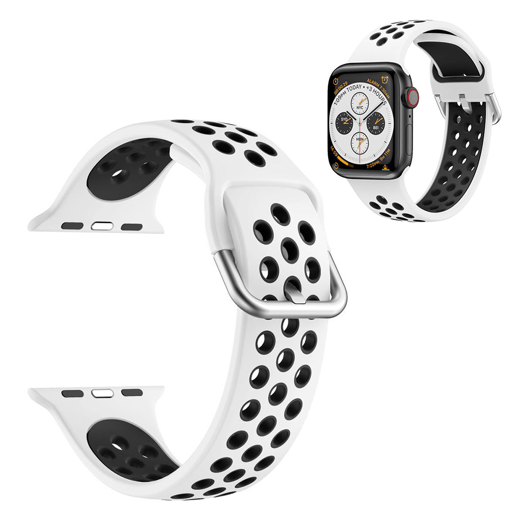 Bracelet de montre en silicone bicolore pour Apple Watch Series 6 / 5 40mm - Blanc / Noir