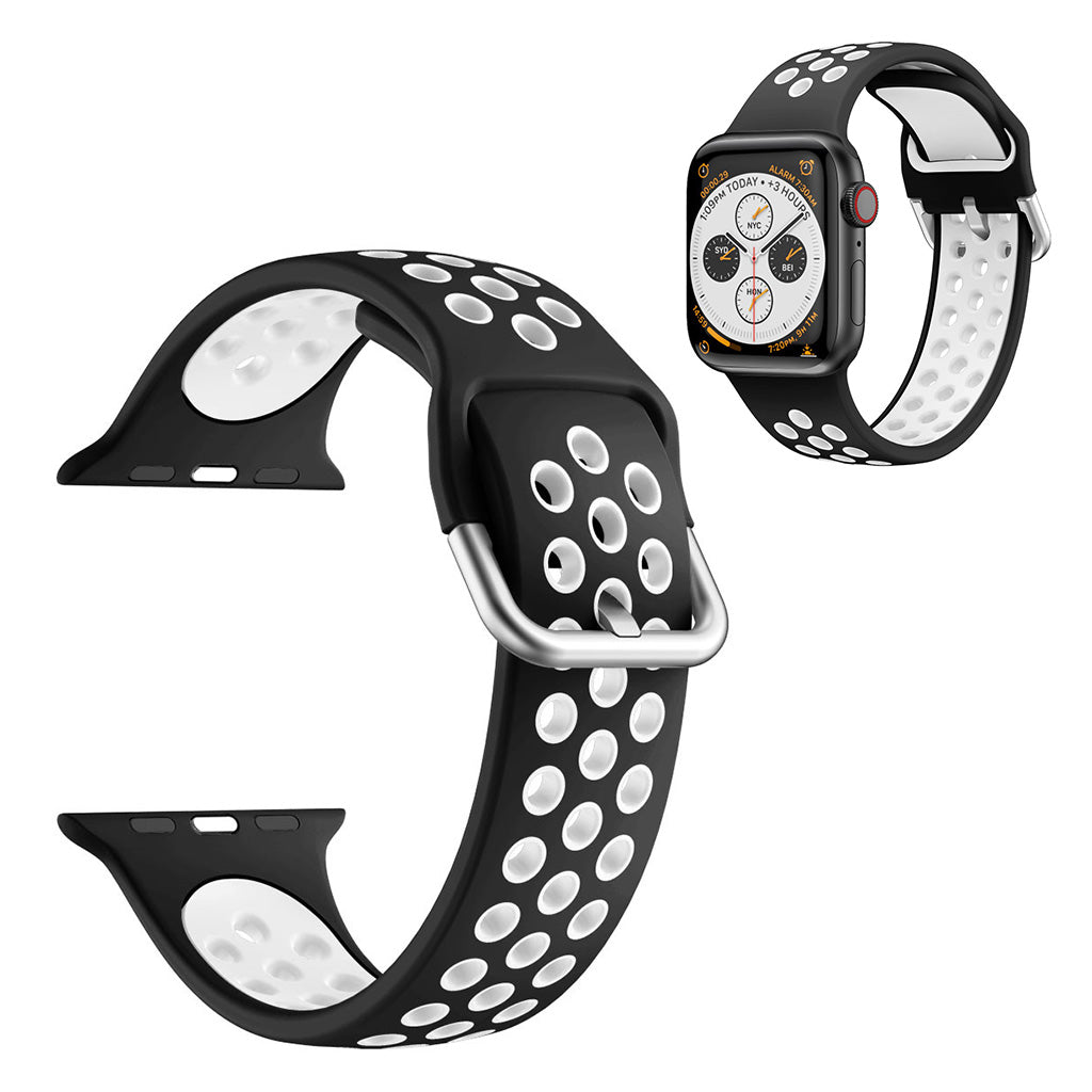 Bracelet de montre en silicone bicolore pour Apple Watch Series 6 / 5 40mm - Noir / Blanc