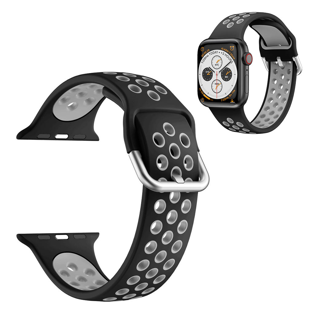 Bracelet de montre en silicone bicolore pour Apple Watch Series 6 / 5 40mm - Noir / Gris