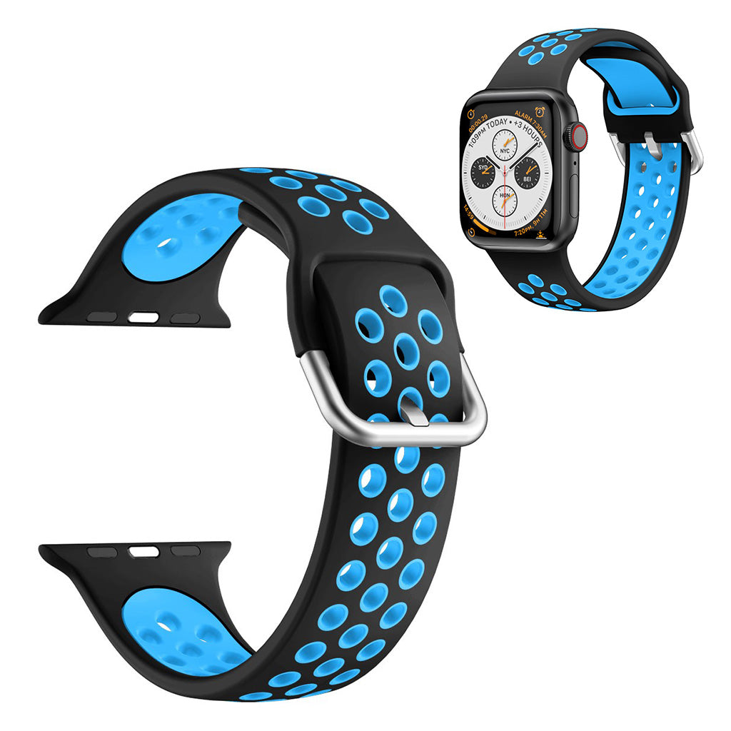 Bracelet de montre en silicone bicolore pour Apple Watch Series 6 / 5 40mm - Noir / Bleu