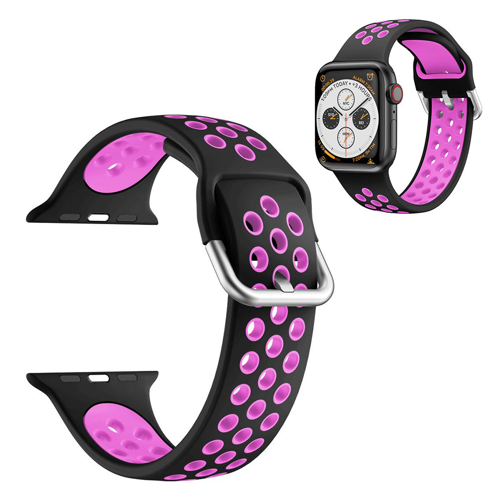 Bracelet de montre en silicone bicolore pour Apple Watch Series 6 / 5 40mm - Noir / Violet
