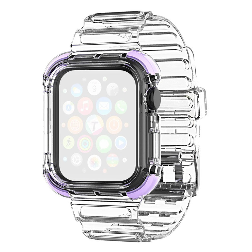 Apple Watch Series 6 / 5 40mm gekleurde rand doorzichtige stijl horlogeband - Paars