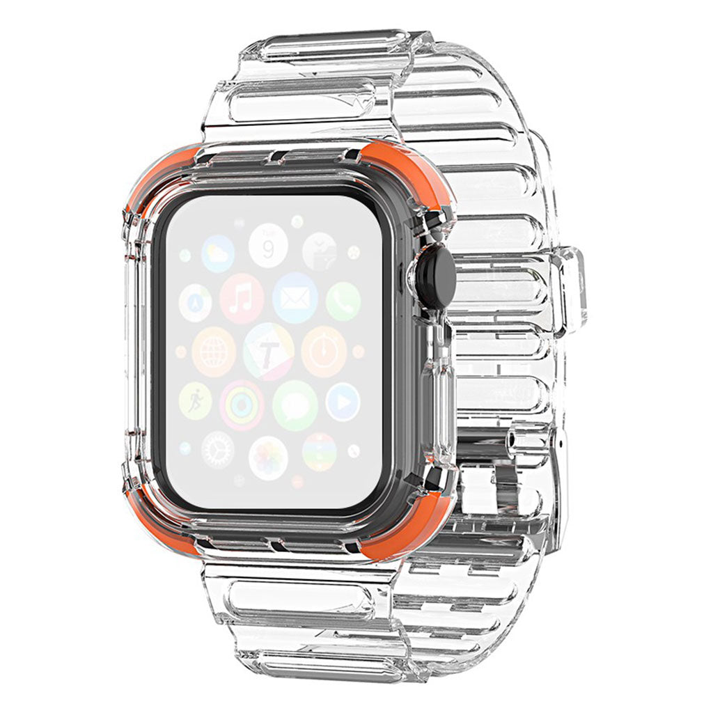 Apple Watch Series 6 / 5 40mm gekleurde rand doorzichtige stijl horlogeband - Oranje