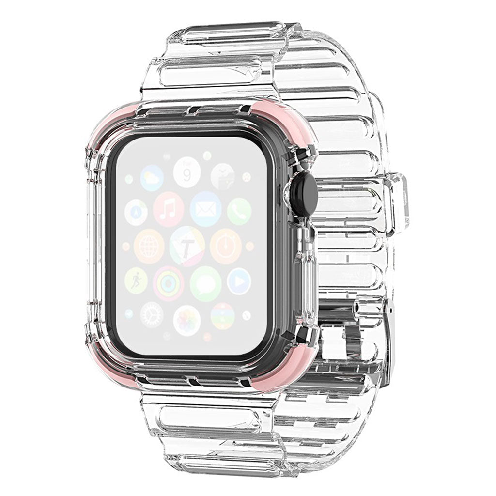 Apple Watch Series 6 / 5 40mm gekleurde rand doorzichtige stijl horlogeband - Roze