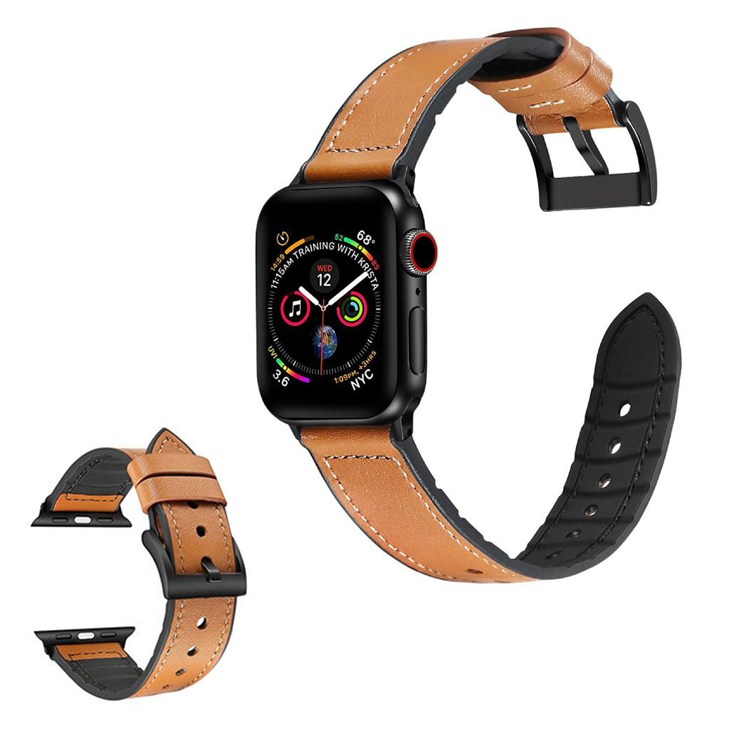Bracelet Apple Watch Series 6 / 5 40mm silicone + cuir enduit - Marron