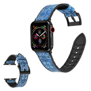 Apple Watch Series 6 / 5 40mm bracelet de montre en silicone + cuir enduit - Motif Bleu Foncé