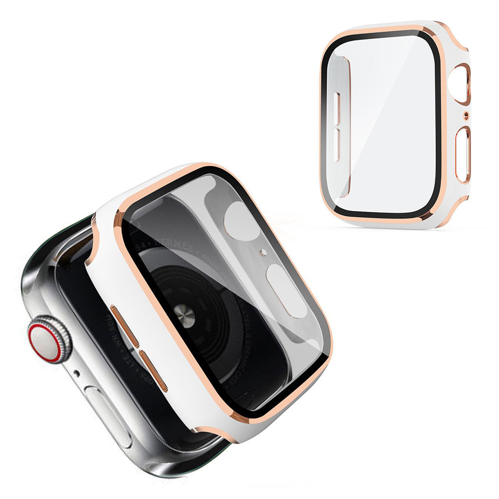 Apple Watch Series 6 / 5 40mm cadre froid avec verre trempé - Blanc / Champagne