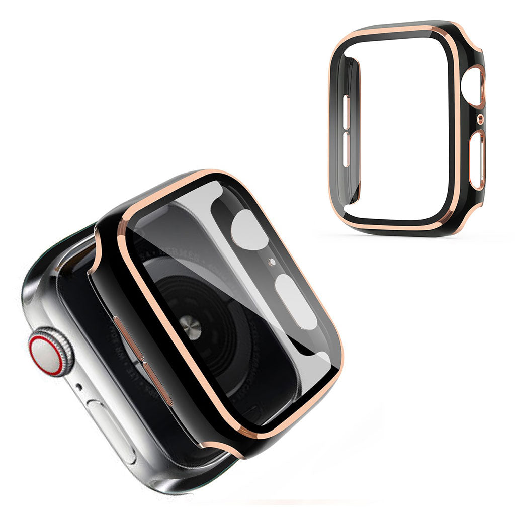Apple Watch Series 6 / 5 40mm cadre cool avec verre trempé - Noir / Champagne