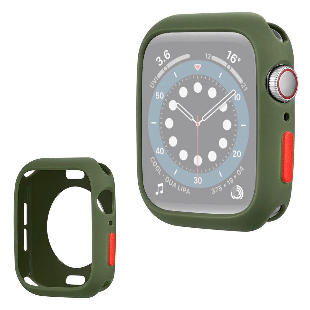 Apple Watch Series 6 / 5 40mm cadre en silicone couleur bonbon - Vert Armée / Rouge