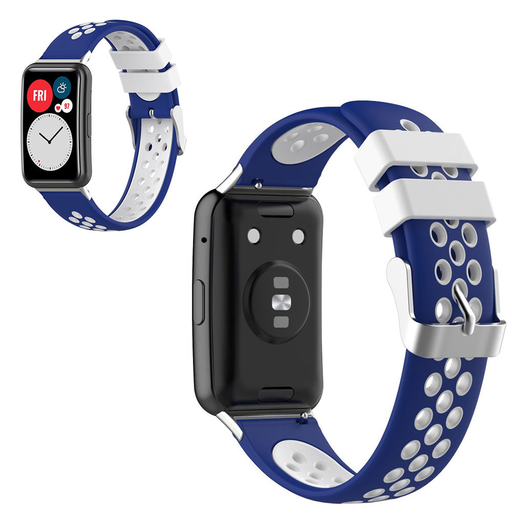 Bracelet montre Huawei Watch Fit en silicone bicolore - Noir / Blanc