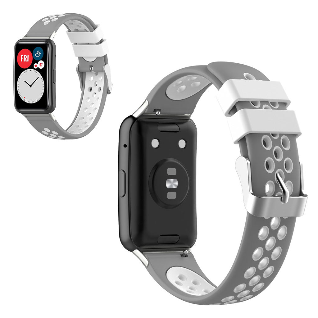 Huawei Watch Fit tweekleurig siliconenn horlogebandje - Grijs / Wit