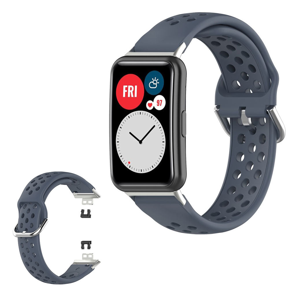 Huawei Watch Fit gaatje geëtst siliconenn horlogebandje - Grijs