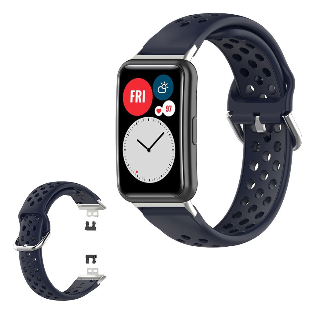 Huawei Watch Fit gat geëtst siliconenn horlogeband - Donkerblauw