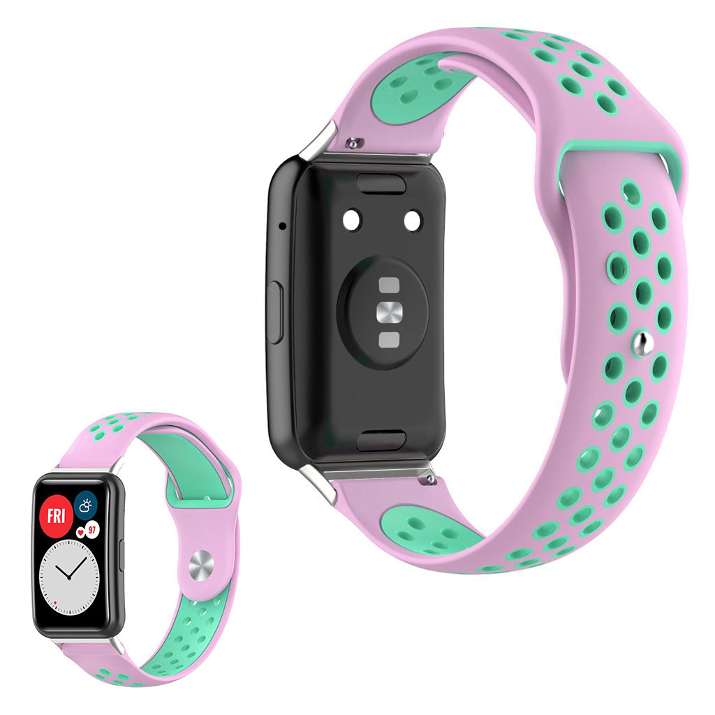 Dual color siliconenn armband voor Huawei Watch Fit - Roze / Cyaan