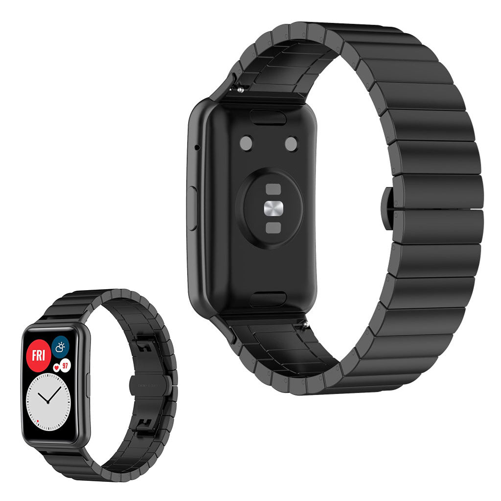 Huawei Watch Fit eenvoudig roestvrij stalen horlogeband - Zwart