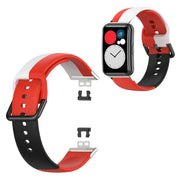 Huawei Watch Fit drie kleuren siliconenn horlogeband - Rood / Zwart / Wit