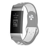 Fitbit Charge 3 Horlogeband av silikon med 2 fargers design - grå og hvit