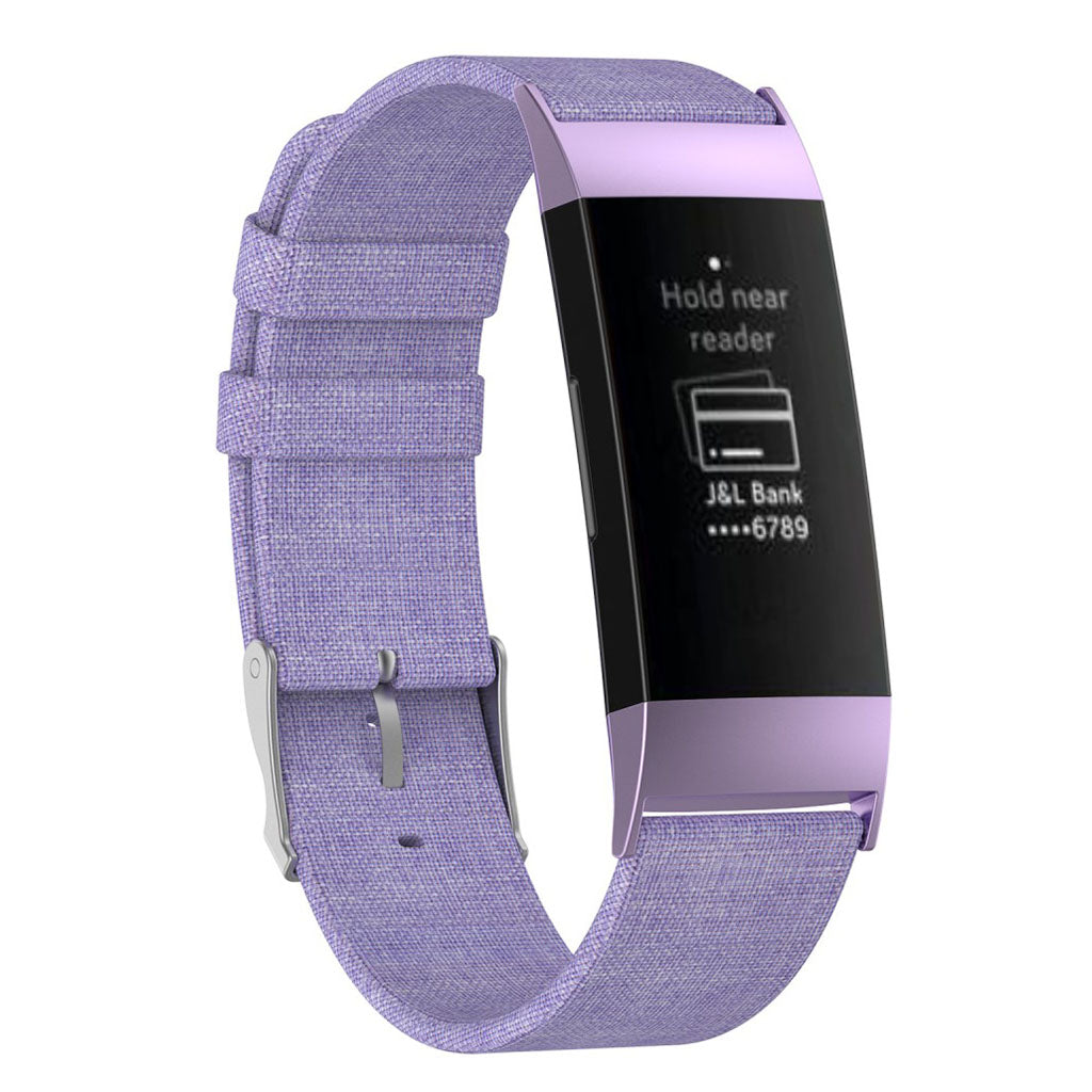 Fitbit Charge 3 stylish canvas Horlogeband - Purper