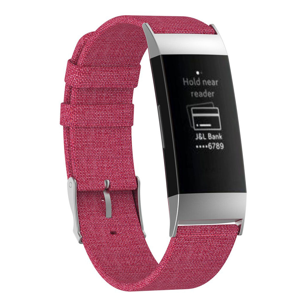 Fitbit Charge 3 stylish canvas Horlogeband - Rood