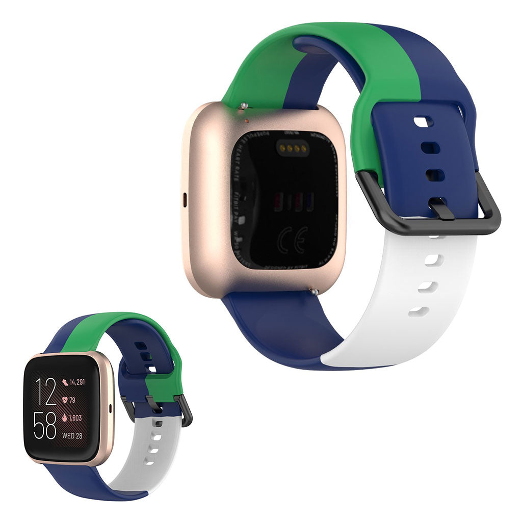 Fitbit Versa 2 / Versa Lite bracelet de montre en silicone trois couleurs - Bleu / Vert / Blanc