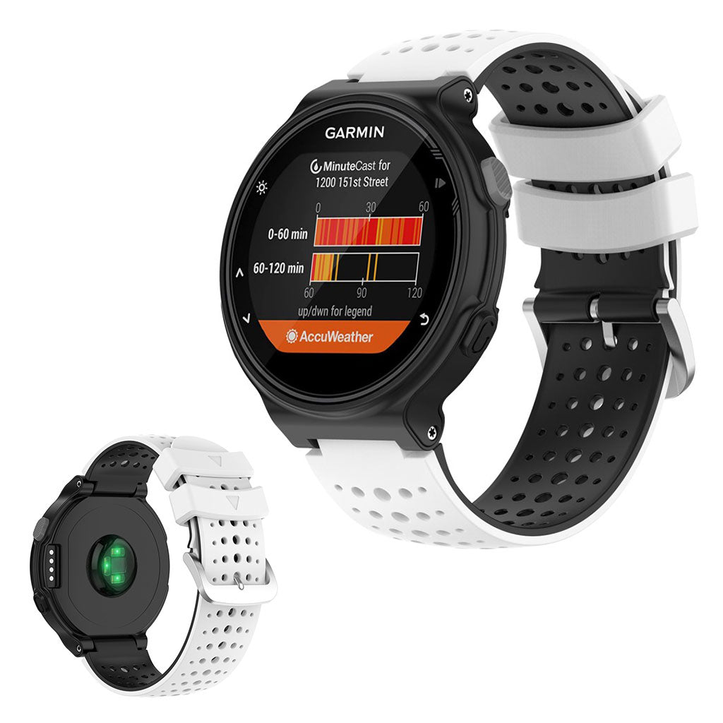 Bracelet de montre en silicone bicolore pour les appareils Garmin Forerunner - Blanc / Noir