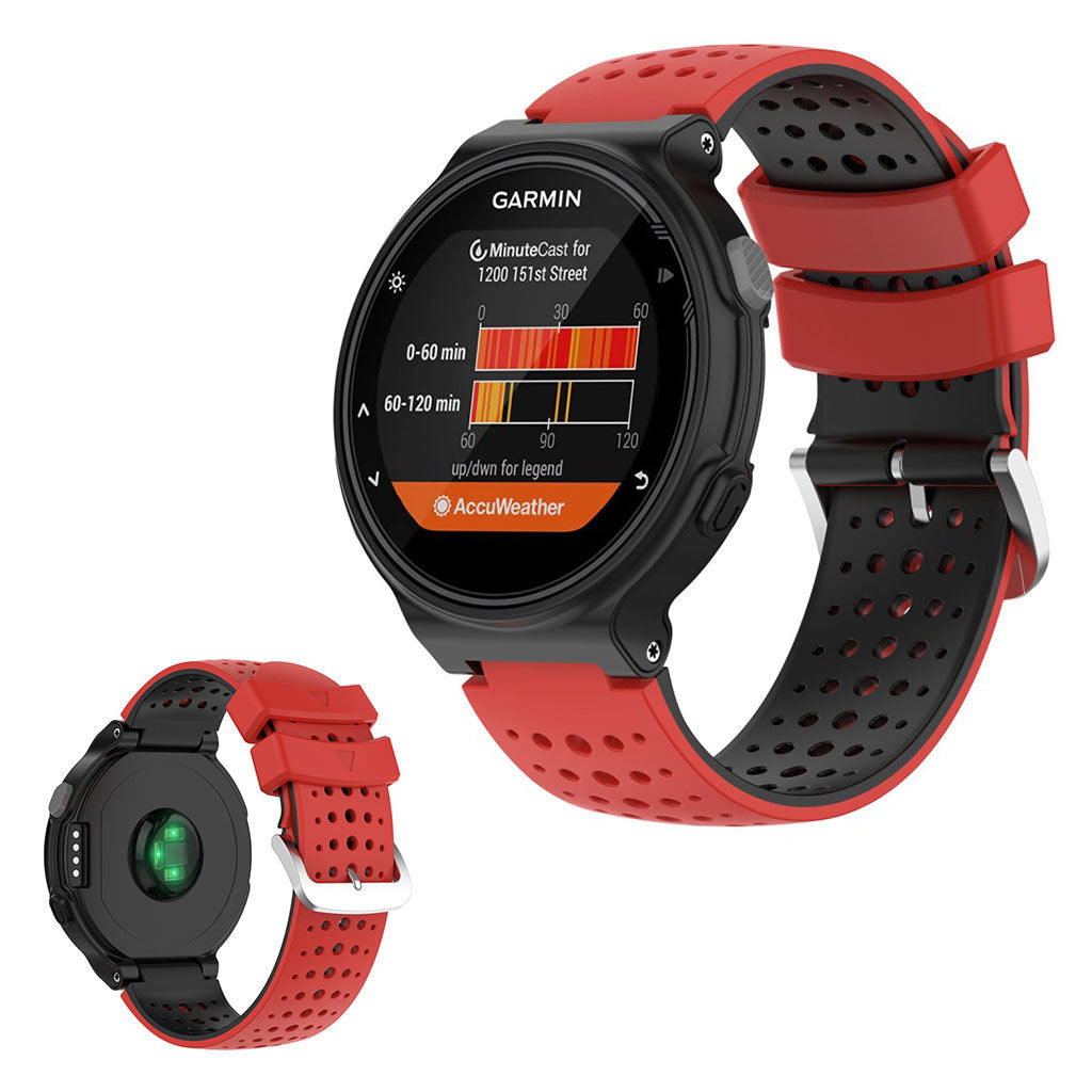Tweekleurig siliconenn horlogebandje voor Garmin Forerunner toestellen - Rood / Zwart