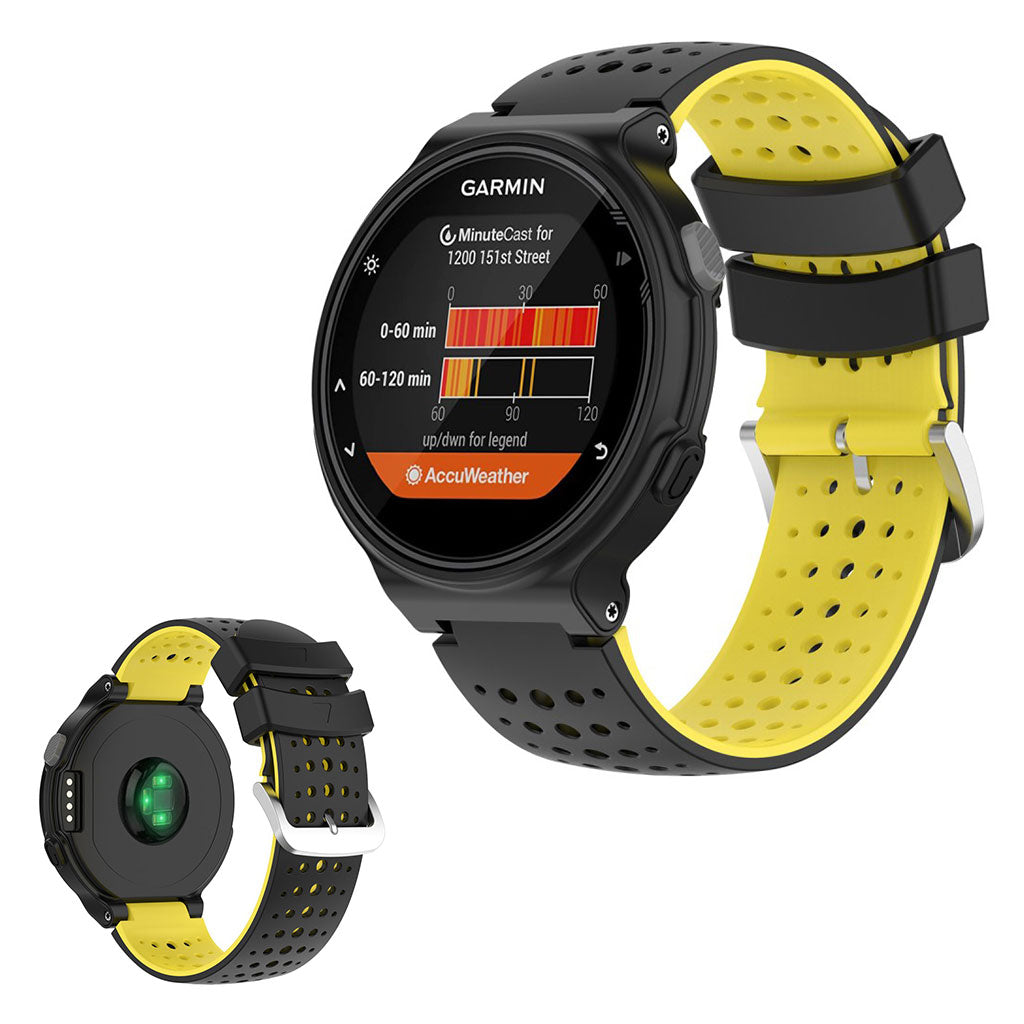 Bracelet de montre en silicone bicolore pour les appareils Garmin Forerunner - Noir / Jaune