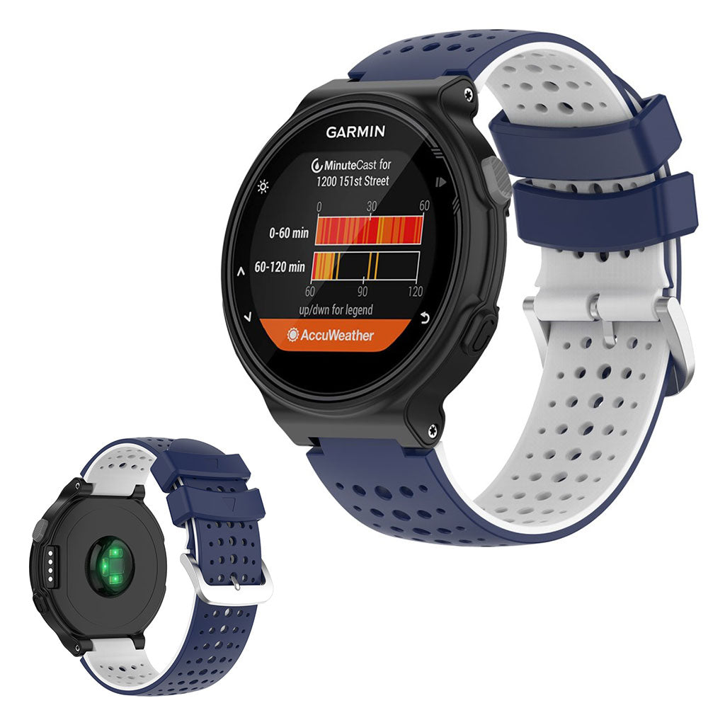 Bracelet de montre en silicone bicolore pour les appareils Garmin Forerunner - Bleu / Blanc