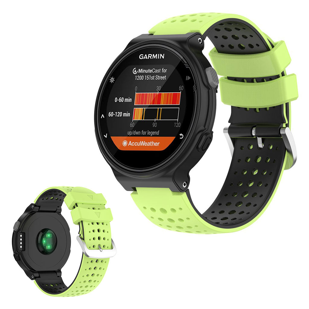 Tweekleurig siliconenn horlogebandje voor Garmin Forerunner toestellen - Lime / Zwart