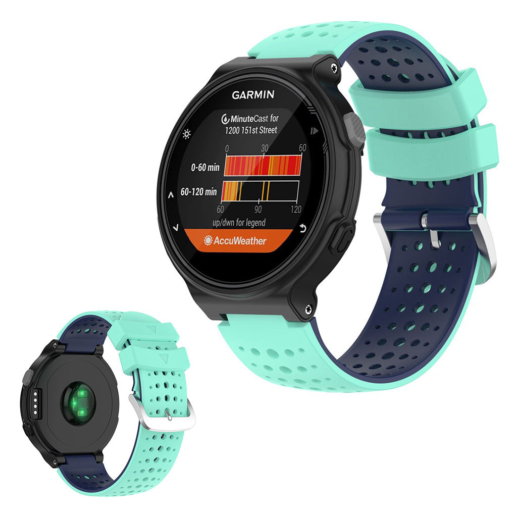 Bracelet de montre en silicone bicolore pour les appareils Garmin Forerunner - Cyan / Bleu Foncé