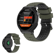 Tweekleurig siliconenn armband voor Garmin Forerunner toestellen - Legergroen / Zwart