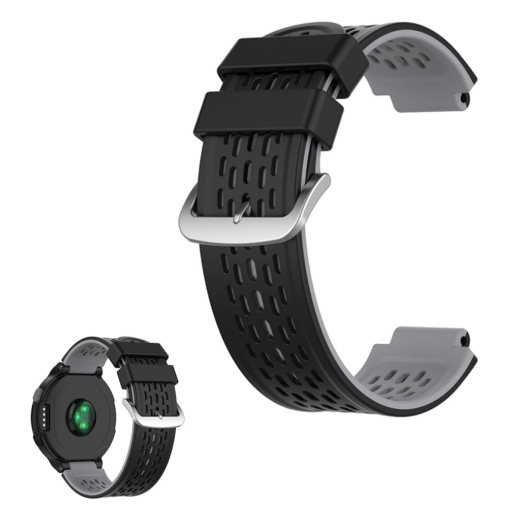 Dual color siliconenn armband voor Garmin toestellen - Zwart / Grijs