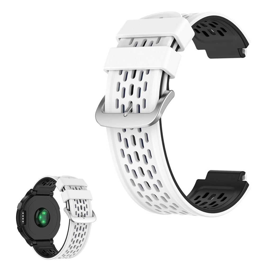 Twee kleuren siliconenn armband voor Garmin toestellen - Wit / Zwart